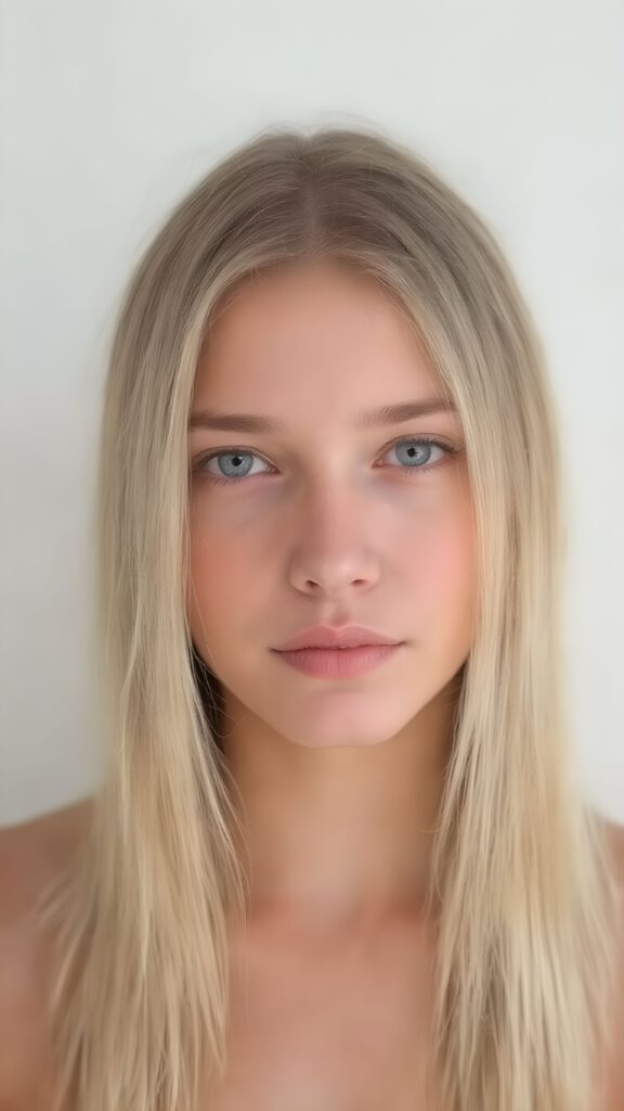 a young woman with straight blonde hair