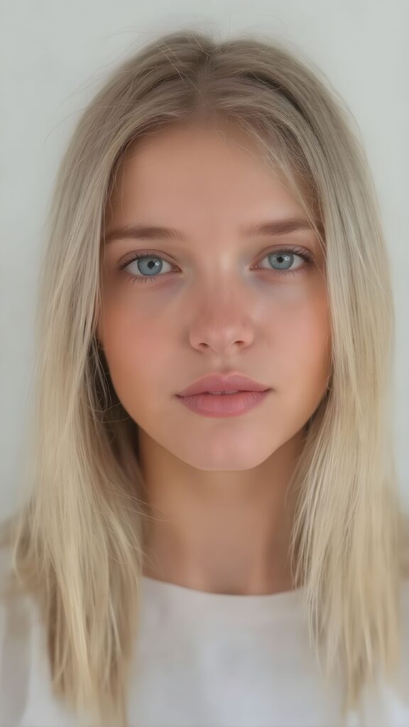 a young woman with straight blonde hair