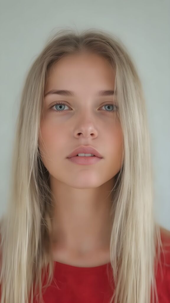 a young woman with straight blonde hair