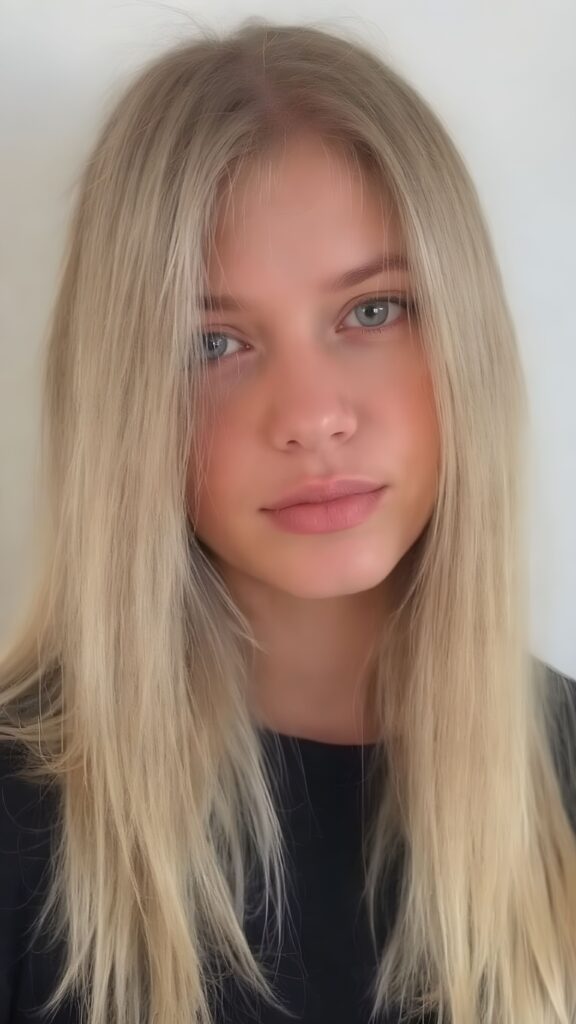 a young woman with straight blonde hair