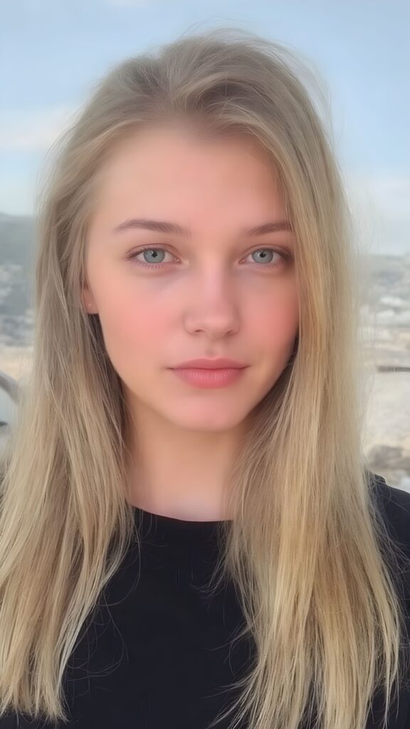 a young woman with straight blonde hair