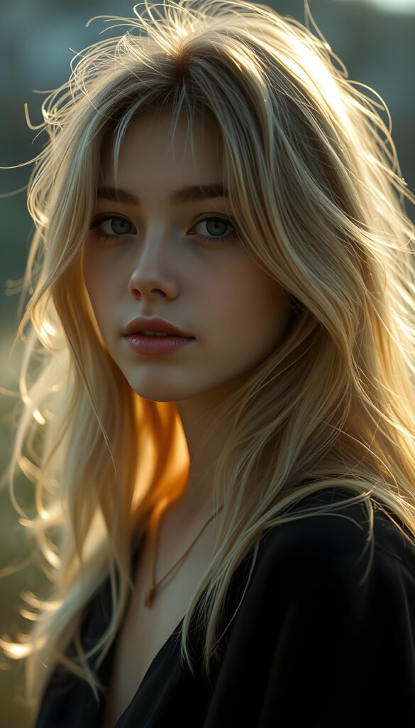 an Emo petite teen girl, ((realistic detailed light hair)), realistic face, beautiful saturation, ultra high resolution, deep shadow, (best quality, masterpiece), highly detailed, looking at viewer, warm smile, 4k, ((portrait shot)) (((gorgeous))) ((attractive)) ((stunning))