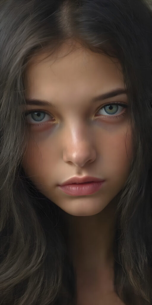 ((extremely detailed)) ((ultra realistic)) ((full body)) painting of a (((beautiful young girl))) with luxurious ((long)) smooth ((black)) hair, (intricate details around her eyes) and (full lips) that are (lightly parted). The scene is (softly backlit) with a (front fill light) that creates a (dreamy, enchanting atmosphere) reminiscent of a (Renaissance/Baroque masterpiece)