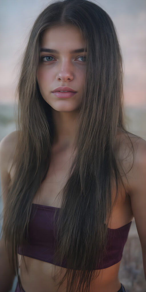 ((full body image)) of a beautiful young Goddess of Love, ((girl)) (very long straight jet hair) (cropped tank top) (stunning) (gorgeous)