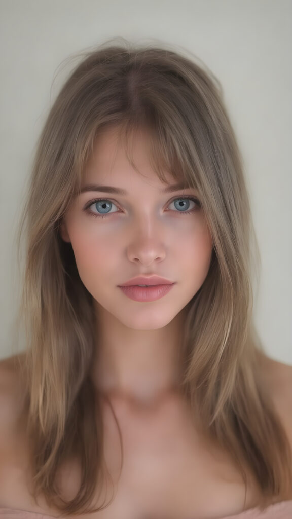 full body, generate me a beautiful, detailed and realistic girl with soft hair, round, beautiful face, light blue eyes, plump lips, full mouth, perfect upper body, she wears a short, tight top, shows off her belly button, has a feminine shaped body, she wears short, tight jeans pants, her smooth legs are flawless