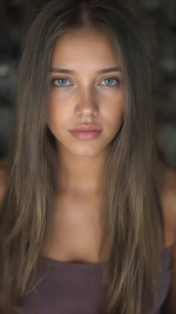 (hyper realistic and detailed photo) a beautiful girl with a flawless face. She has perfect make-up and perfectly made-up eyes. Her lips are red and plump. Her eyes are bright blue. Long, straight and shiny hair falls over her perfect torso. She wears a tight, belly-free cropped tank top that emphasizes her wonderfully shaped body. She also wears short cargo pants.