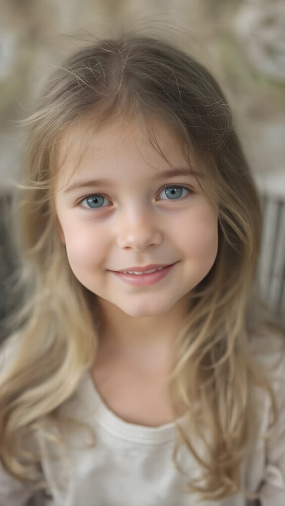 pretty little girl with soft long hair, please smile for me and touch my soul